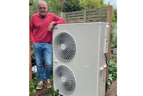 John Downe by the Hungerford Hub and Library air source heat pump which replaced the previous gas boiler.