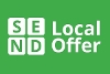 The SEND Local Offer logo, with the letters S, E, N and D in white squares on a green background, next to the words 'Local Offer'.