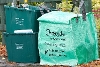 Recycling containers at the kerbside.